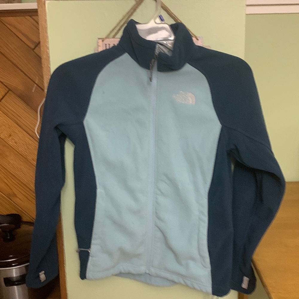 Light and dark blue zip up